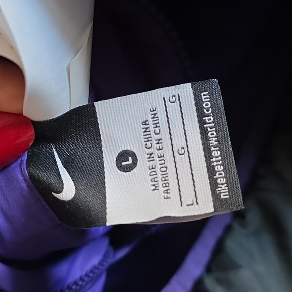 Vintage y2k Nike Reversible Hooded Quilted Puffer Jacket  Black Purple Sz LG - Picture 14 of 16